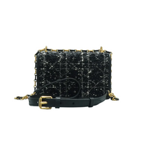 Load image into Gallery viewer, Christian Dior Dior Caro Fabric Shoulder Bag Black