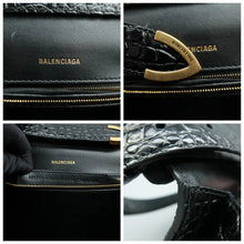 Load image into Gallery viewer, Balenciaga Ghost Shiny Calfskin Crocodile Embossed Shoulder Bag Black