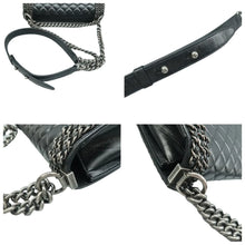 Load image into Gallery viewer, CHANEL Boy Leather Chained Shoulder Bag Black