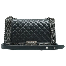 Load image into Gallery viewer, CHANEL Boy Leather Chained Shoulder Bag Black