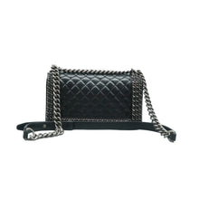 Load image into Gallery viewer, CHANEL Boy Leather Chained Shoulder Bag Black