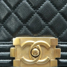 Load image into Gallery viewer, CHANEL Boy Leather Shoulder Bag Black