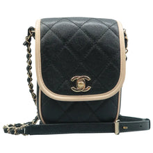 Load image into Gallery viewer, Chanel Mini Two Tone Flap Iridescent Caviar Quilted Crossbody Bag Black Beige