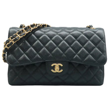 Load image into Gallery viewer, Chanel CF Jumbo Double Flap Caviar Quilted Shoulder Bag Black