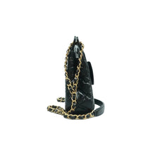 Load image into Gallery viewer, CHANEL Wavy CC Shiny Crumpled Calfskin Quilted Hobo Bag Black