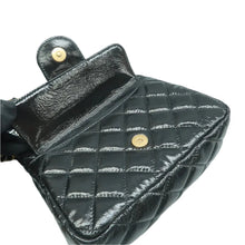 Load image into Gallery viewer, CHANEL Wavy CC Shiny Crumpled Calfskin Quilted Hobo Bag Black