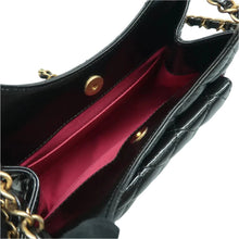 Load image into Gallery viewer, CHANEL Wavy CC Shiny Crumpled Calfskin Quilted Hobo Bag Black