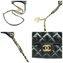 Load image into Gallery viewer, CHANEL Wavy CC Shiny Crumpled Calfskin Quilted Hobo Bag Black