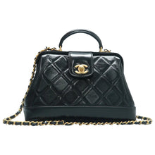 Load image into Gallery viewer, Chanel Shiny Lambskin Quilted Small Doctor Bag Black