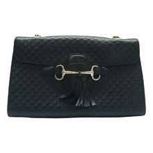 Load image into Gallery viewer, GUCCI Emily Leather Shoulder Bag Black