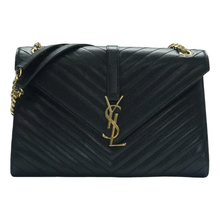 Load image into Gallery viewer, YVES SAINT LAURENT Leather Shoulder Bag Black