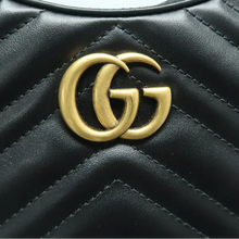 Load image into Gallery viewer, GUCCI GG Marmont Half Moon Leather Satchel Bag Black