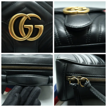 Load image into Gallery viewer, GUCCI GG Marmont Leather Satchel Bag Black