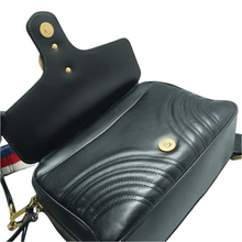 Load image into Gallery viewer, GUCCI GG Marmont Leather Satchel Bag Black