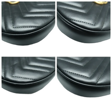 Load image into Gallery viewer, GUCCI GG Marmont Half Moon Leather Satchel Bag Black