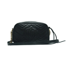Load image into Gallery viewer, GUCCI GG Marmont Leather Shoulder Bag Black
