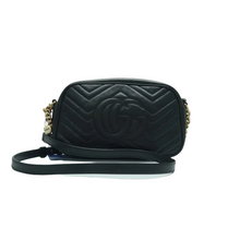 Load image into Gallery viewer, GUCCI GG Marmont Leather Shoulder Bag Black