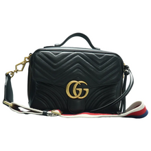Load image into Gallery viewer, GUCCI GG Marmont Leather Satchel Bag Black