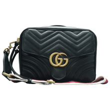 Load image into Gallery viewer, GUCCI GG Marmont Leather Satchel Bag Black
