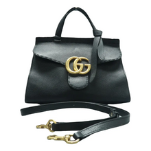 Load image into Gallery viewer, GUCCI GG Marmont Leather Satchel Bag Black