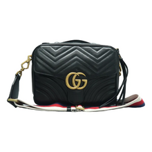 Load image into Gallery viewer, GUCCI GG Marmont Leather Satchel Bag Black