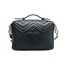 Load image into Gallery viewer, GUCCI GG Marmont Leather Satchel Bag Black