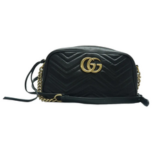 Load image into Gallery viewer, GUCCI GG Marmont Leather Shoulder Bag Black
