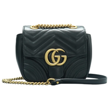 Load image into Gallery viewer, GUCCI GG Marmont Leather Shoulder Bag Black