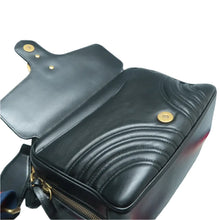 Load image into Gallery viewer, Gucci Sylvie Web Small GG Marmont Calfskin Matelasse Top Handle Shoulder Bag Black