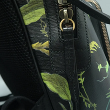 Load image into Gallery viewer, GUCCI Zip Pocket Tropical Print Canvas Backpack Bag Black