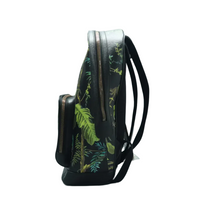 Load image into Gallery viewer, GUCCI Zip Pocket Tropical Print Canvas Backpack Bag Black