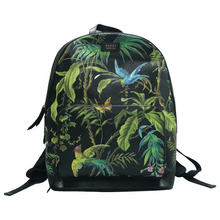 Load image into Gallery viewer, GUCCI Zip Pocket Tropical Print Canvas Backpack Bag Black