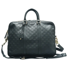 Load image into Gallery viewer, Gucci Signature Leather Briefcase Satchel Bag Black