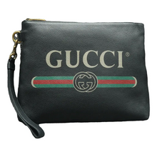 Load image into Gallery viewer, GUCCI Print Leather Clutch Bag Black