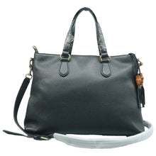 Load image into Gallery viewer, Gucci Bamboo Tassel Calfskin Top Handle Tote Black