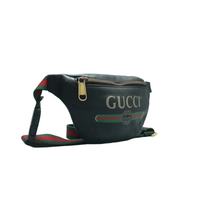 Load image into Gallery viewer, GUCCI PRINT Leather Belt Bag Black