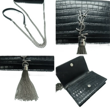 Load image into Gallery viewer, Yves Saint Laurent Leather Tassel Shoulder Bag Black