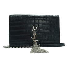 Load image into Gallery viewer, Yves Saint Laurent Leather Tassel Shoulder Bag Black
