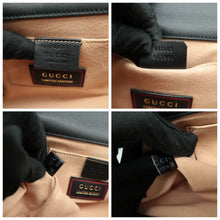 Load image into Gallery viewer, Gucci Strawberry Embroidered Small Padlock Calfskin Shoulder Bag Black