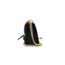 Load image into Gallery viewer, Gucci Strawberry Embroidered Small Padlock Calfskin Shoulder Bag Black
