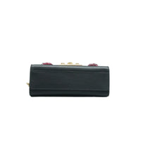 Load image into Gallery viewer, Gucci Strawberry Embroidered Small Padlock Calfskin Shoulder Bag Black