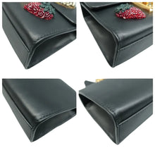 Load image into Gallery viewer, Gucci Strawberry Embroidered Small Padlock Calfskin Shoulder Bag Black