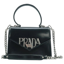 Load image into Gallery viewer, Prada Envelope Spazzolato Logo Leather Shoulder Bag Black
