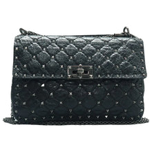 Load image into Gallery viewer, VALENTINO GARAVANI Rockstud spike Leather Satchel Bag Black