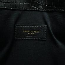 Load image into Gallery viewer, Saint Laurent  Calfskin Crocodile Embossed Uptown Monogram Clutch Black