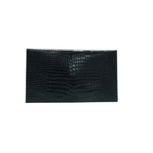 Load image into Gallery viewer, Saint Laurent  Calfskin Crocodile Embossed Uptown Monogram Clutch Black