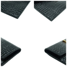 Load image into Gallery viewer, Saint Laurent  Calfskin Crocodile Embossed Uptown Monogram Clutch Black