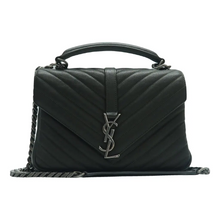 Load image into Gallery viewer, Yves Saint Laurent College Leather Satchel Bag Black