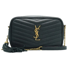 Load image into Gallery viewer, Yves Saint Laurent Lou Mini Chevron Leather Camera Crossbody Bag Black