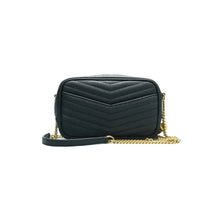 Load image into Gallery viewer, Yves Saint Laurent Lou Mini Chevron Leather Camera Crossbody Bag Black